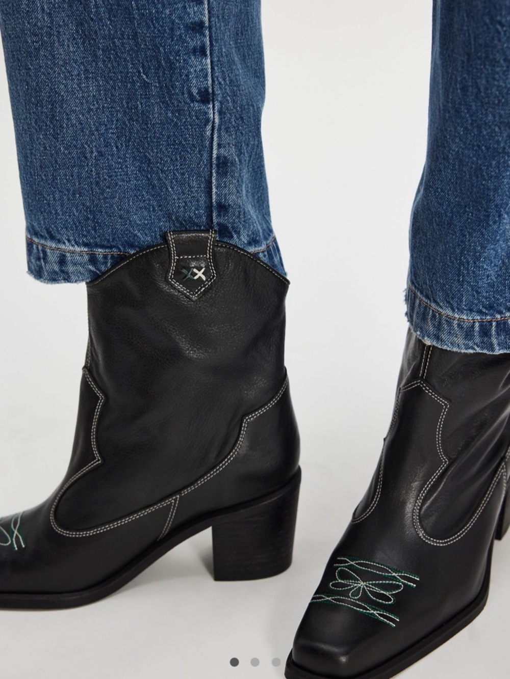 Free People Black Western Embroidered Ankle Boots